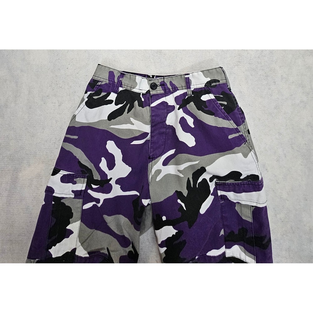 Rothco Cargo Pants Women Small 27 X 30 Purple Camo parachute Vtg Y2K 90s Baggie - Picture 6 of 12